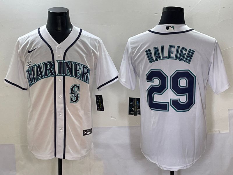 Men 2025 Seattle Mariners #29 Raleigh White Game Nike MLB Jersey style 9->texas rangers->MLB Jersey